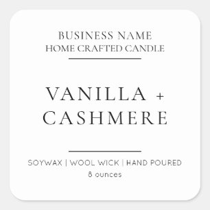 Elegant modern minimalistisch kaarsenetiket vierkante sticker