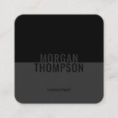 Elegant modern, minimalistisch laagje zwart grijs  vierkante visitekaartje (Voorkant)