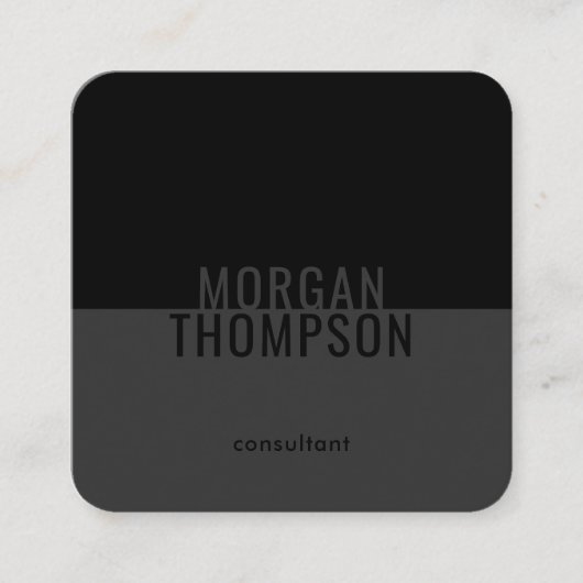 Elegant modern, minimalistisch laagje zwart grijs  vierkante visitekaartje (Voorkant)