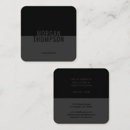 Elegant modern, minimalistisch laagje zwart grijs  vierkante visitekaartje