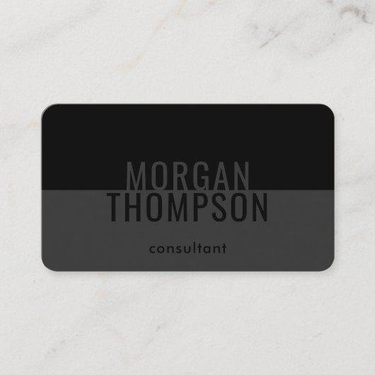 Elegant modern, minimalistisch laagje zwart grijs  visitekaartje (Voorkant)