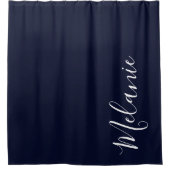 Elegant modern minimalistisch marineblauw douwergo douchegordijn (Voorkant)