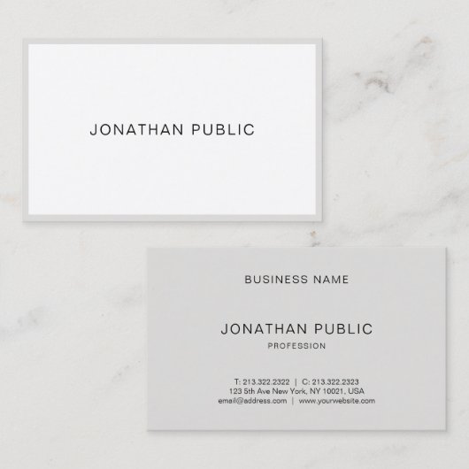 Elegant modern, minimalistisch model in eenvoudige visitekaartje (Voorkant / Achterkant)