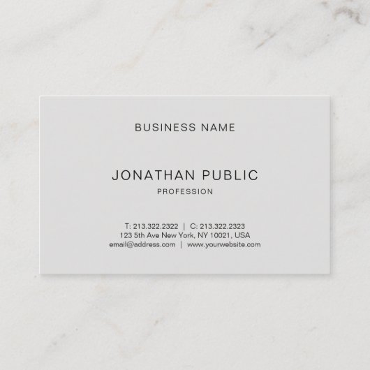 Elegant modern, minimalistisch model in eenvoudige visitekaartje (Achterkant)