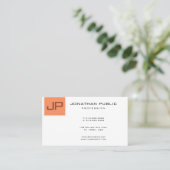 Elegant modern minimalistisch monogram aangepast visitekaartje (Staand voorkant)