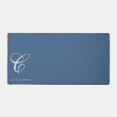 Elegant modern minimalistisch monogram, blauw deni bureaumat (Voorkant)