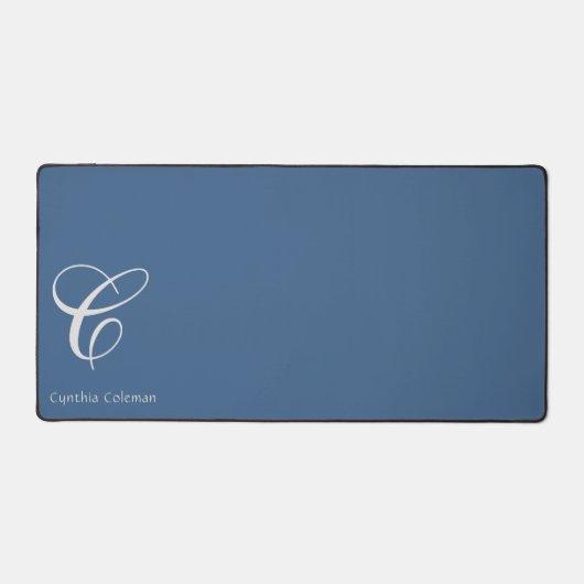 Elegant modern minimalistisch monogram, blauw deni bureaumat (Voorkant)