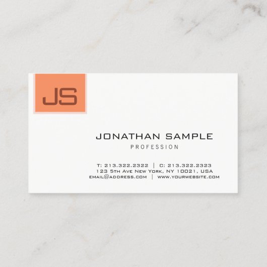 Elegant modern minimalistisch monogram Sjabloon Visitekaartje (Achterkant)