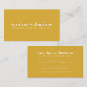 Elegant modern minimalistisch mosterdgeel, aangepa visitekaartje (Voorkant / Achterkant)