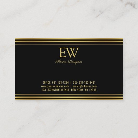 Elegant modern, minimalistisch ontwerp voor goudli visitekaartje (Achterkant)