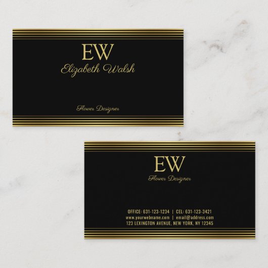 Elegant modern, minimalistisch ontwerp voor goudli visitekaartje (Voorkant / Achterkant)