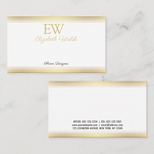 Elegant modern, minimalistisch ontwerp voor goudli visitekaartje (Voorkant / Achterkant)