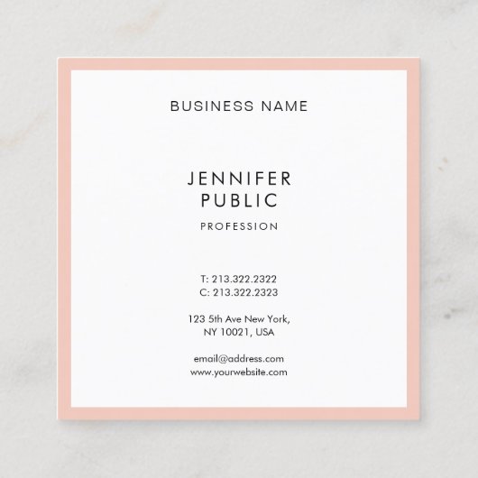 Elegant modern minimalistisch professioneel draagb vierkante visitekaartje (Achterkant)