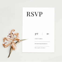 Elegant modern minimalistisch RSVP Reply Kaart