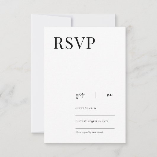 Elegant modern minimalistisch RSVP Reply Kaart (Voorkant)