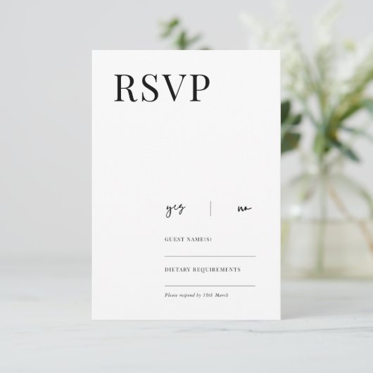 Elegant modern minimalistisch RSVP Reply Kaart (Staand voorkant)