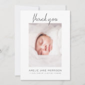 Elegant Modern Minimalistisch Script Baby Foto's G Bedankkaart (Voorkant)