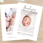 Elegant Modern Minimalistisch Script Baby Foto's G Bedankkaart