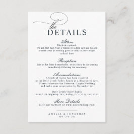 Elegant modern minimalistisch script bruiloft deta informatiekaartje