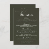 Elegant modern minimalistisch script bruiloft deta informatiekaartje (Voorkant / Achterkant)