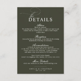 Elegant modern minimalistisch script bruiloft deta informatiekaartje
