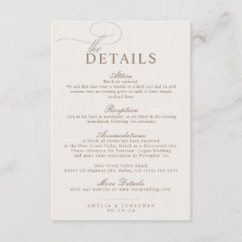 Elegant modern minimalistisch script bruiloft deta informatiekaartje
