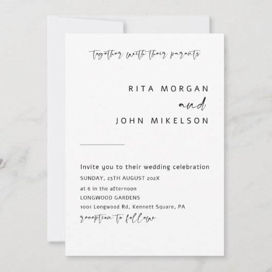 Elegant modern minimalistisch script bruiloft kaart (Voorkant)