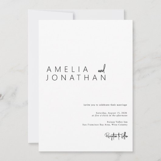 Elegant modern minimalistisch script bruiloft kaart (Voorkant)