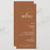 Elegant modern minimalistisch script bruiloft menu (Voorkant / Achterkant)