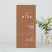 Elegant modern minimalistisch script bruiloft menu (Staand voorkant)