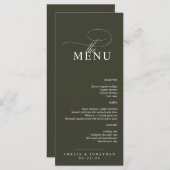 Elegant modern minimalistisch script bruiloft menu (Voorkant / Achterkant)