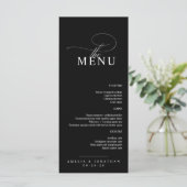 Elegant modern minimalistisch script bruiloft menu (Staand voorkant)