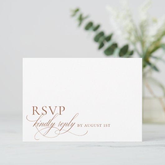 Elegant modern minimalistisch script bruiloft RSVP kaartje (Staand voorkant)