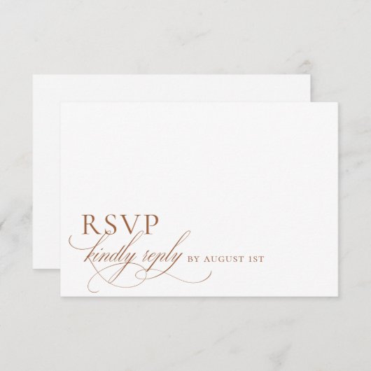 Elegant modern minimalistisch script bruiloft RSVP kaartje (Voorkant / Achterkant)