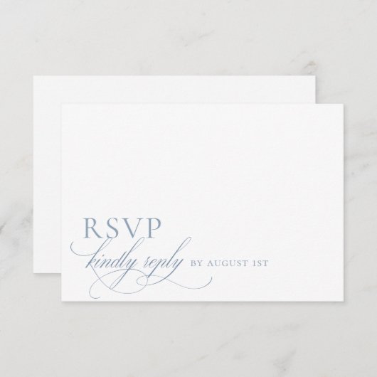 Elegant modern minimalistisch script bruiloft RSVP kaartje (Voorkant / Achterkant)