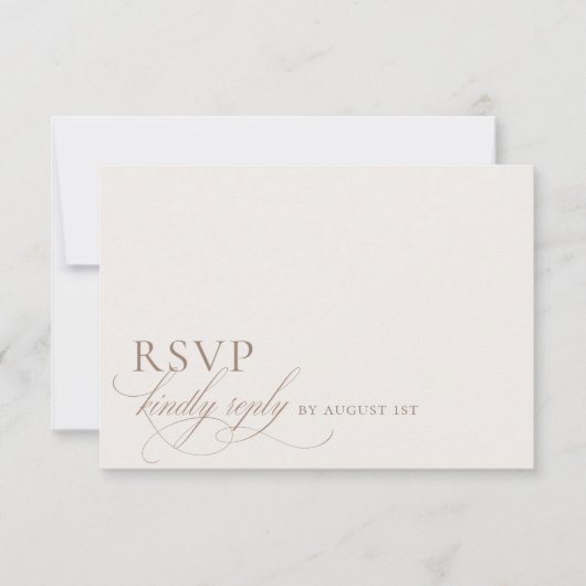 Elegant modern minimalistisch script bruiloft RSVP kaartje (Voorkant)