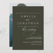 Elegant modern minimalistisch script bruiloft uitn kaart (Voorkant / Achterkant)