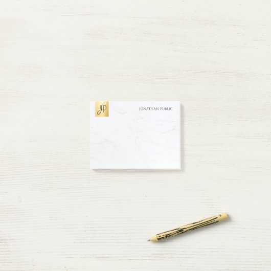 Elegant modern minimalistisch Sjabloon goud en mar Post-it® Notes (Op bureau)