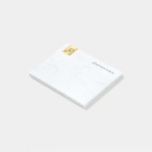 Elegant modern minimalistisch Sjabloon goud en mar Post-it® Notes (Schuin)