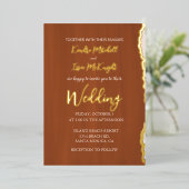 Elegant modern minimalistisch Terra Cotta Wedding Folie Uitnodiging (Staand Voorkant)