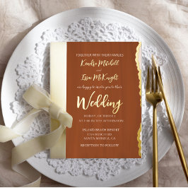 Elegant modern minimalistisch Terra Cotta Wedding Folie Uitnodiging