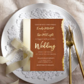 Elegant modern minimalistisch Terra Cotta Wedding Folie Uitnodiging
