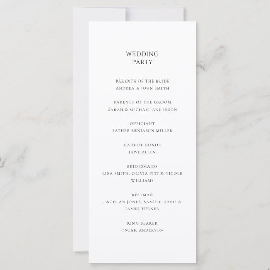 Elegant modern minimalistisch trouwprogramma (Achterkant)