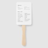 Elegant modern minimalistisch trouwprogramma handwaaier (Achterkant)