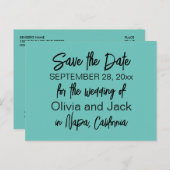 Elegant modern minimalistisch Turquoise Save the D Briefkaart (Voorkant / Achterkant)