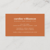 Elegant modern minimalistisch verbrand Sinaasappel Visitekaartje (Achterkant)