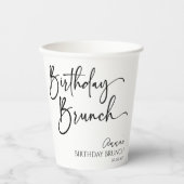 Elegant Modern Minimalistisch Verjaardagsbrunch Pa Papieren Bekers (Voorkant)