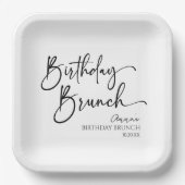 Elegant Modern Minimalistisch Verjaardagsbrunch Pa Papieren Bordje (Voorkant)