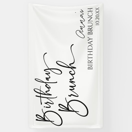 Elegant Modern Minimalistisch Verjaardagsbrunch Pa Spandoek (Verticaal)