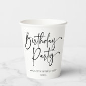 Elegant Modern Minimalistisch Verjaardagsfeest Papieren Bekers (Achterkant)